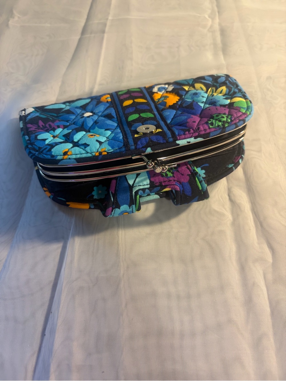 Floral Quilted Clutch Wallet - Blue & Purple